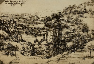 Landscape of the Arno Valley, Drawing by Leonardo da Vinci by Leonardo da Vinci